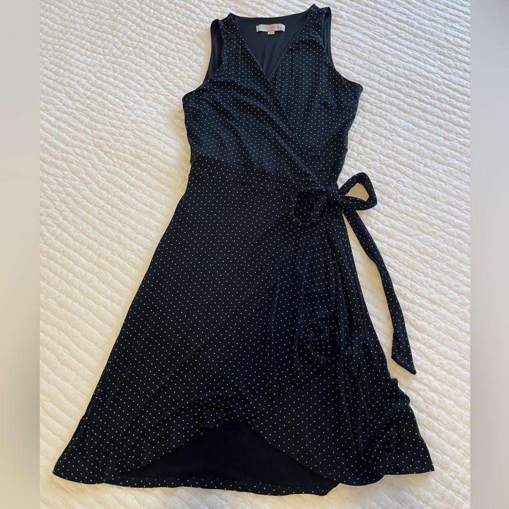 LOFT Petite Black and White Wrap Dress